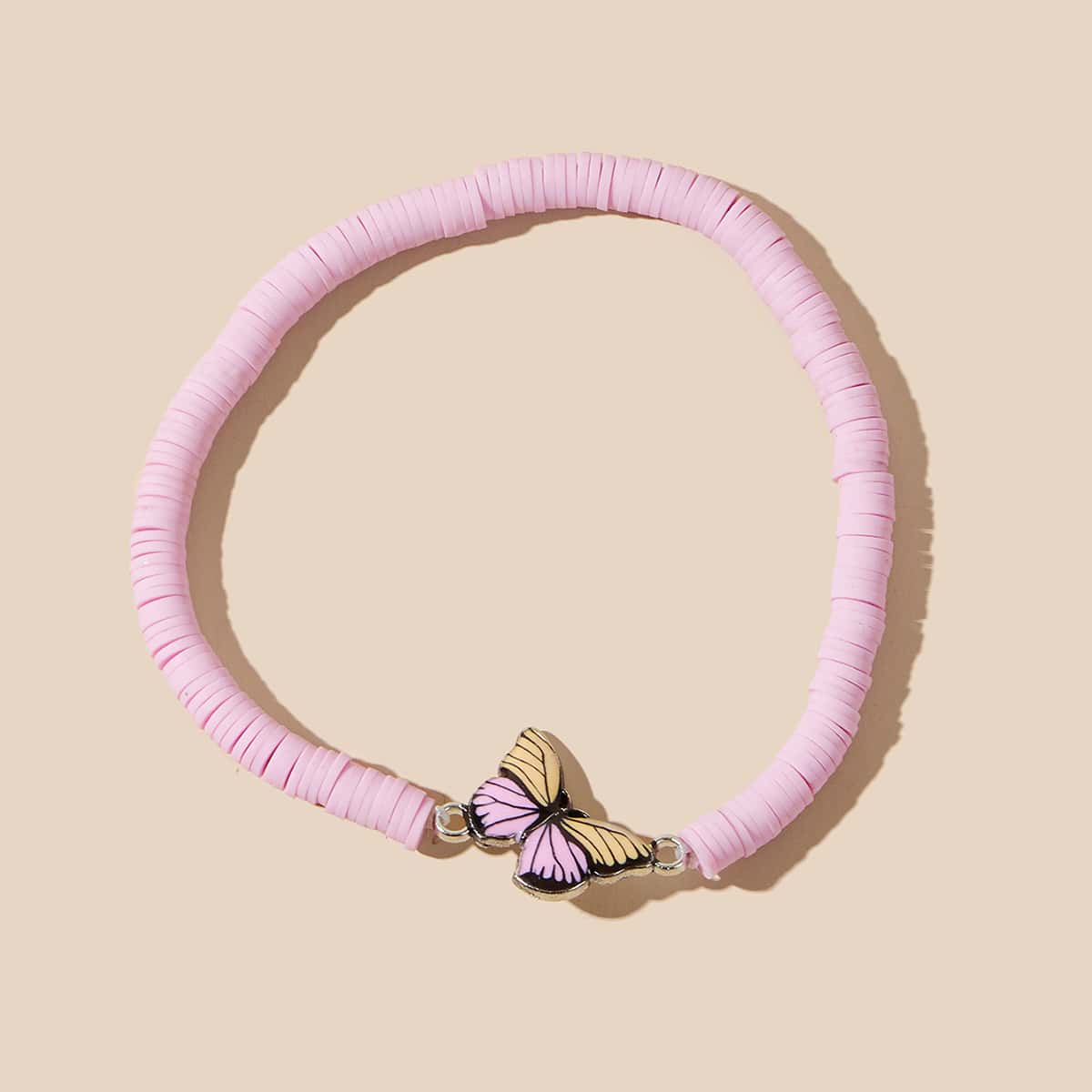 

1pc Butterfly Layered Circle Bracelet, Pink