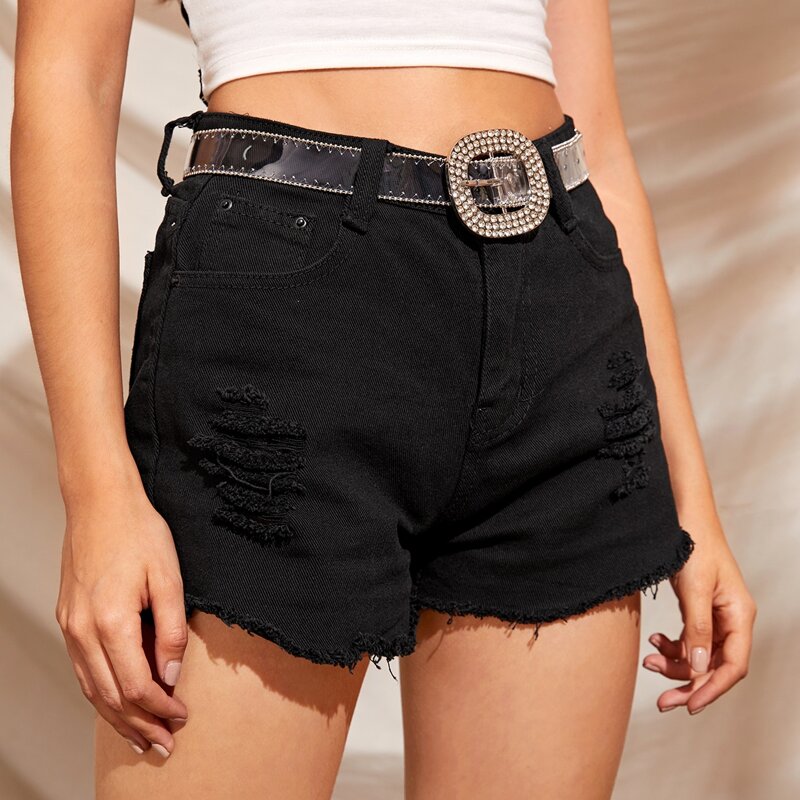 

Rhinestone Decor Transparent Buckle Belt