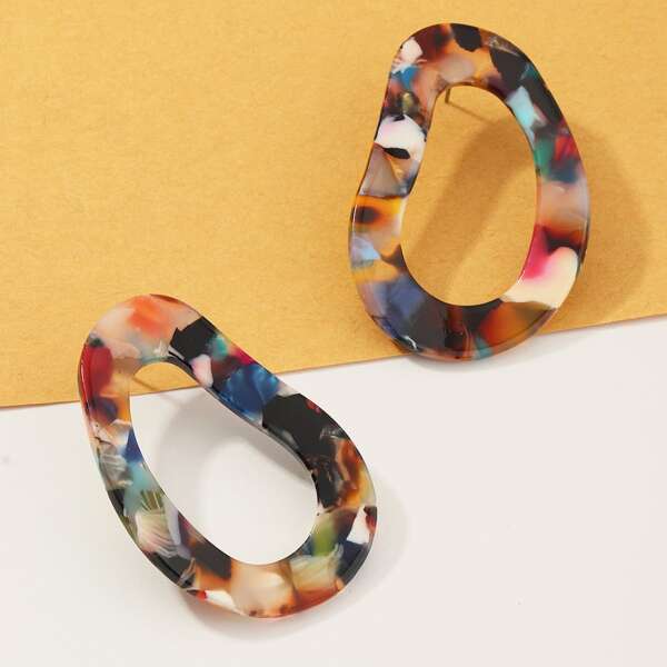 

1pair Geometric Shaped Stud Earrings, Multicolor