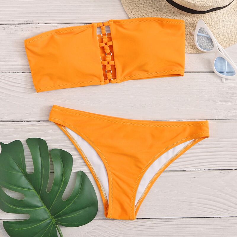 

Cut-out Bandeau Bikini Swimsuit, Orange bright