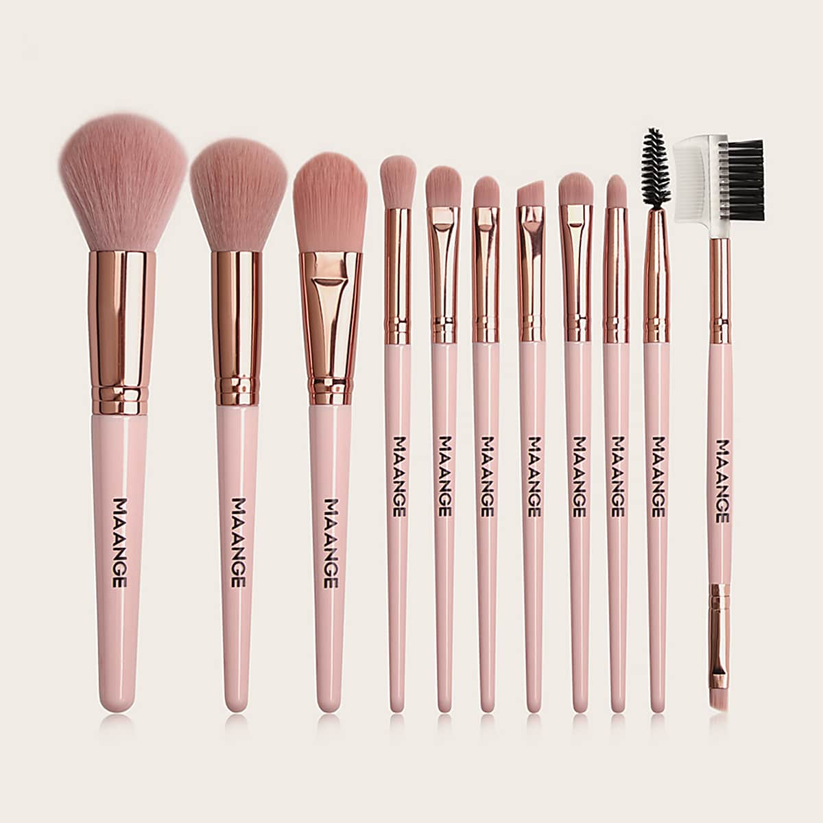 

11pcs Letter Graphic Makeup Brush Set, Pink