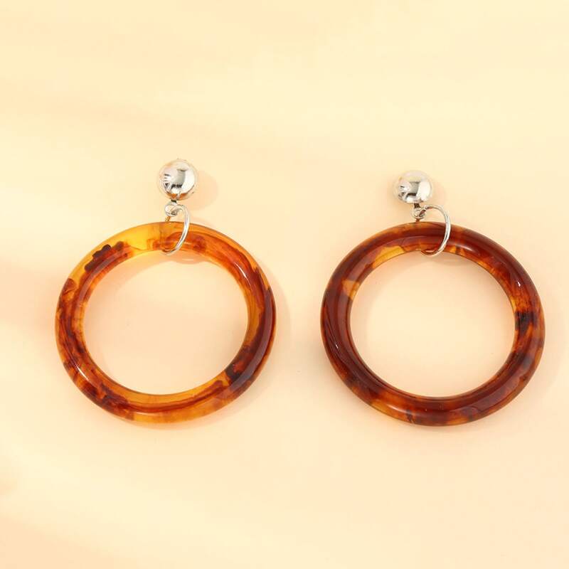 

1pair Round Drop Earrings, Multicolor