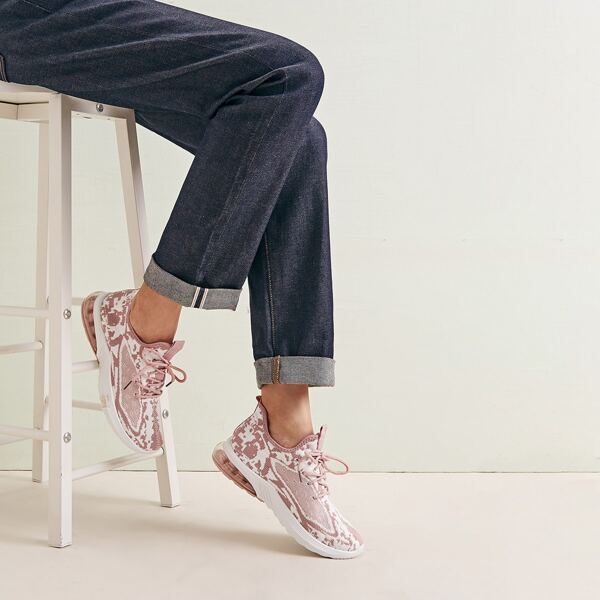 

Трикотажные кроссовки на шнуровках, Розовые