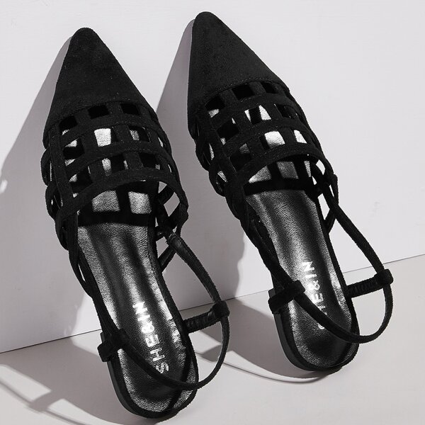 

Point Toe Slingback Flats, Black