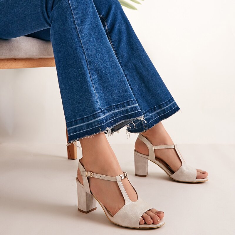 

Open Toe Chunky Heels, Beige