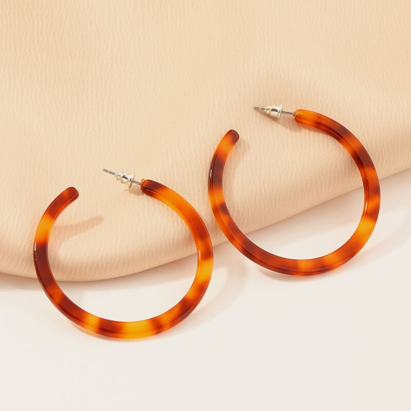 

1pair Tortoiseshell Cuff Hoop Earrings, Multicolor