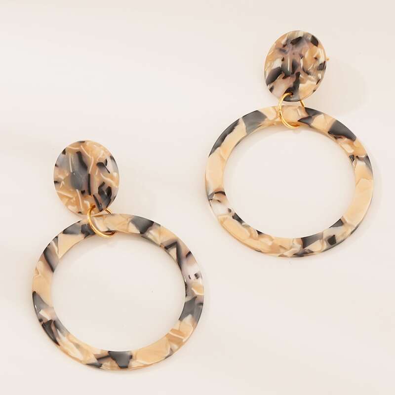 

1pair Round Charm Drop Earrings, Multicolor