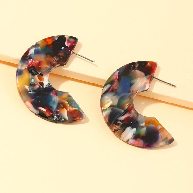 

1pair Cuff Hoop Earrings, Multicolor
