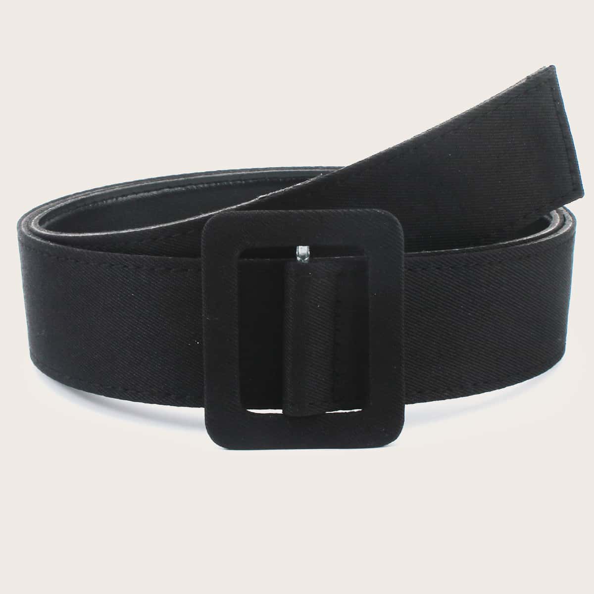 

Geometric Buckle Wide Belt, Black