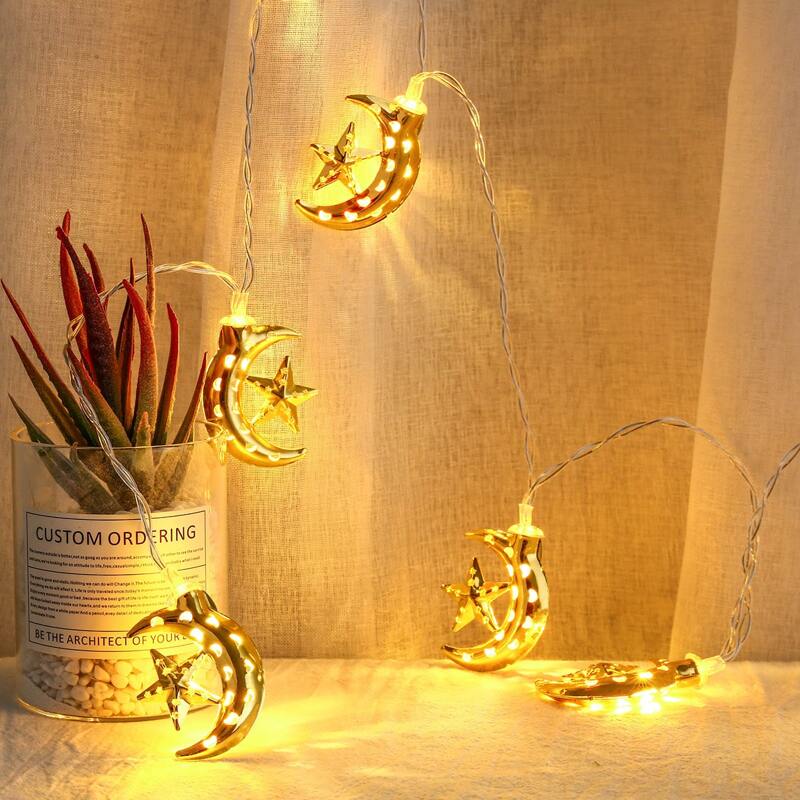 

10pcs Bulb Moon Shaped String Light, Yellow
