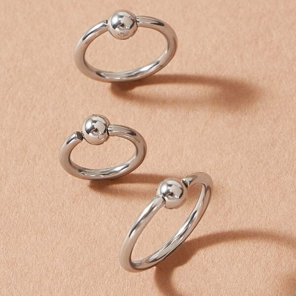 

3pcs Round Silver Nose Ring