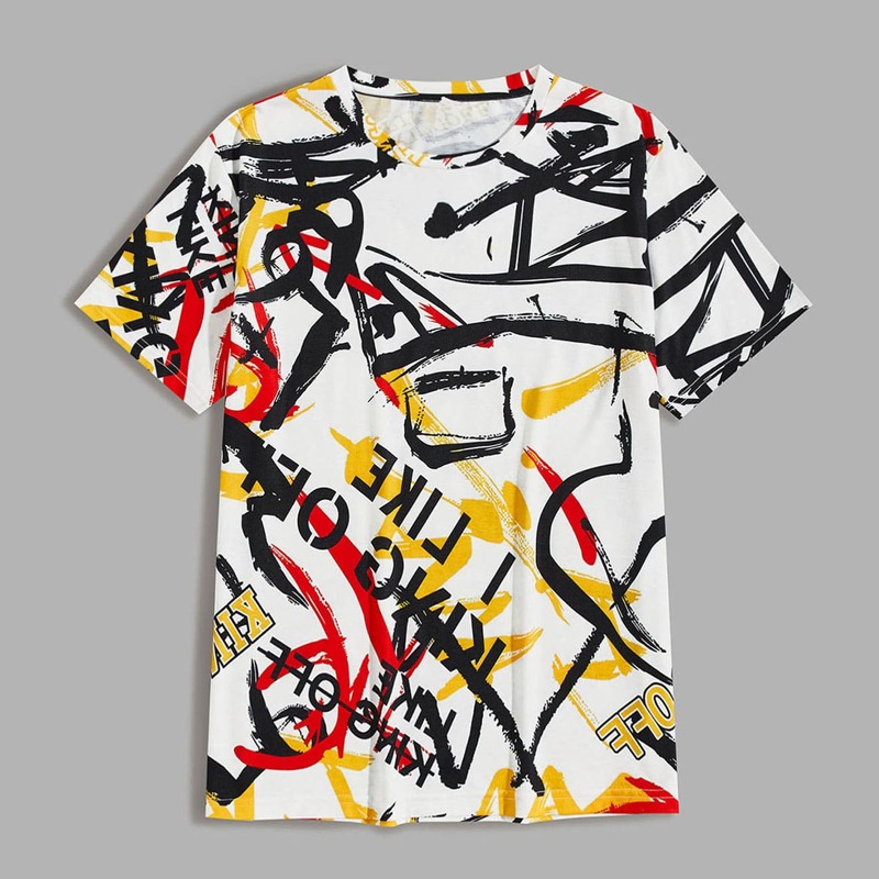 

Guys Brush & Letter Graphic Tee, White