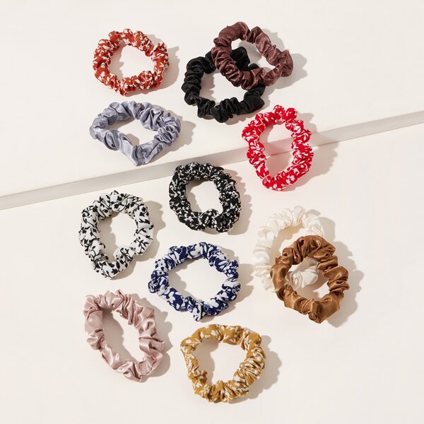 

12pcs Floral Pattern Scrunchie, Multicolor