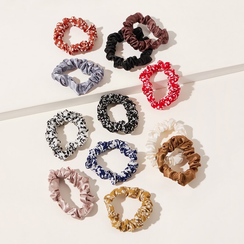 

12pcs Floral Pattern Scrunchie, Multicolor