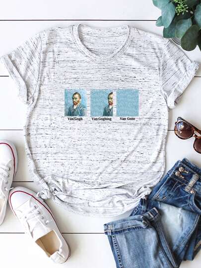 Oil Painting & Letter Graphic Tee