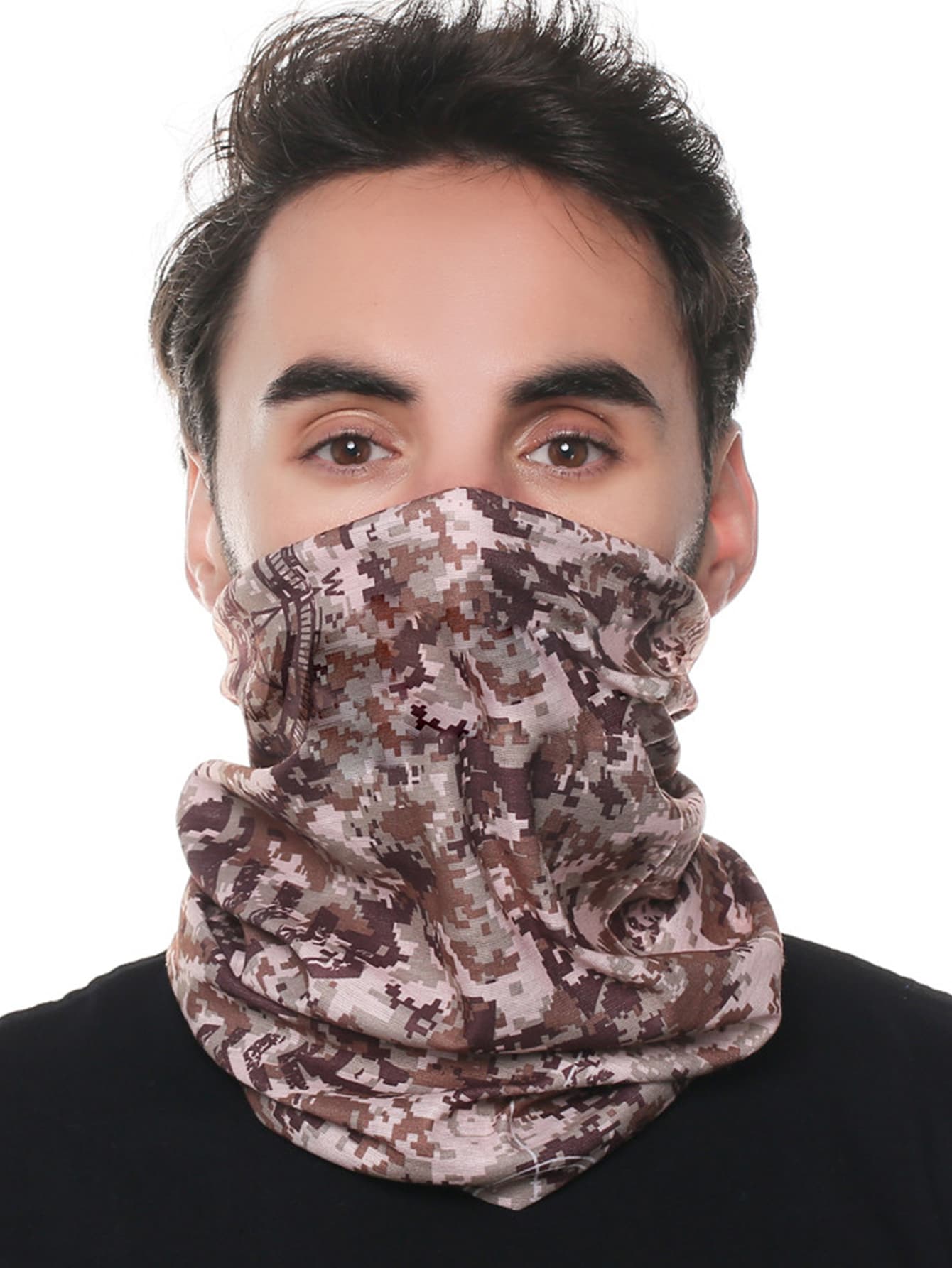 Men Camouflage Pattern Protection Face Mask Scarf - Multicolor - View 1