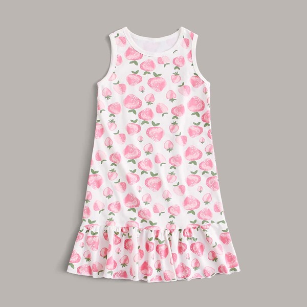 

Toddler Girls Allover Strawberry Ruffle Hem Night Dress, Multicolor
