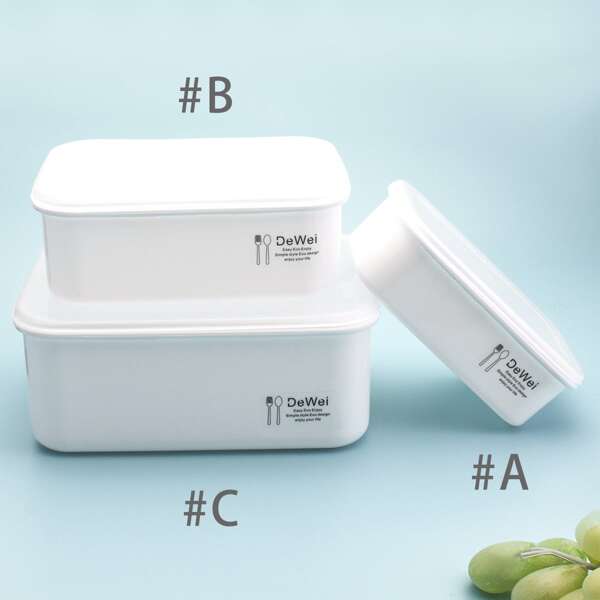 

1pc Slogan Graphic Food Storage Box, White