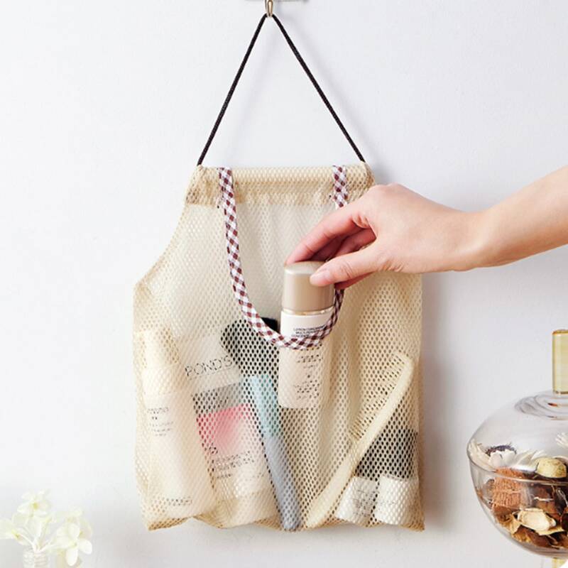 

Kitchen Vegetables Storage Hanging Mesh Bag, Beige