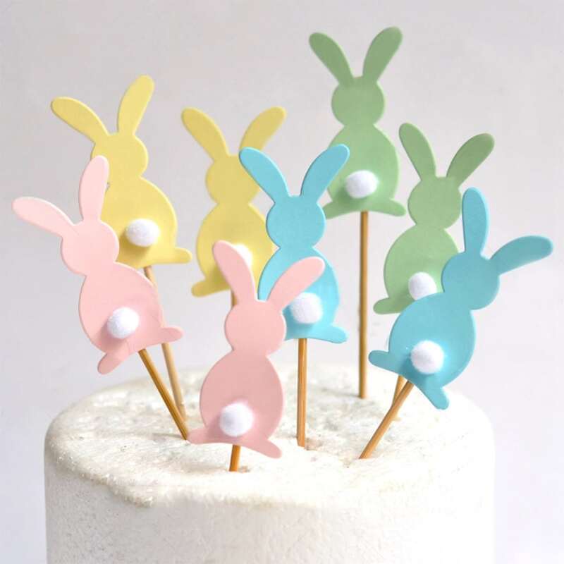 

5pcs Rabbit Shaped Random Color Cake Topper, Multicolor