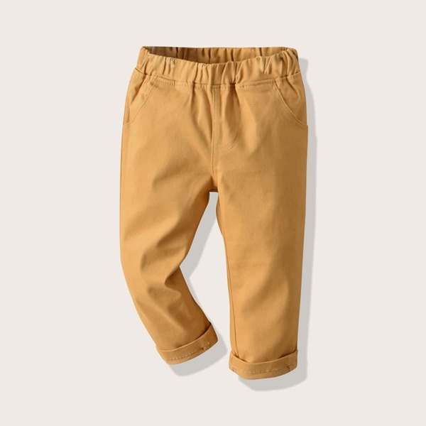 

Toddler Boys Elastic Waist Pocket Solid Pants, Camel