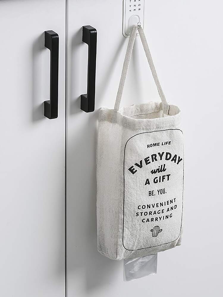 1pc Slogan Graphic Trash Bag Storage - Black and White - View 6