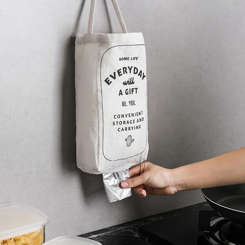 

1pc Slogan Graphic Trash Bag Storage, Black and white
