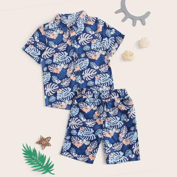 

Toddler Boys Tropical Shirt & Shorts, Blue