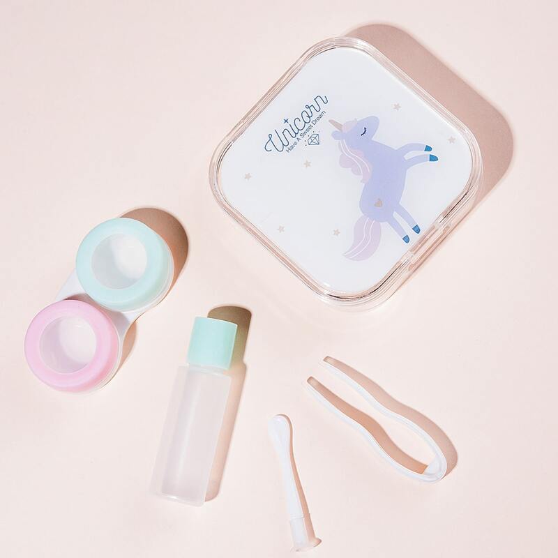 

Unicorn Print Contacts Lenses Case Set, Multicolor