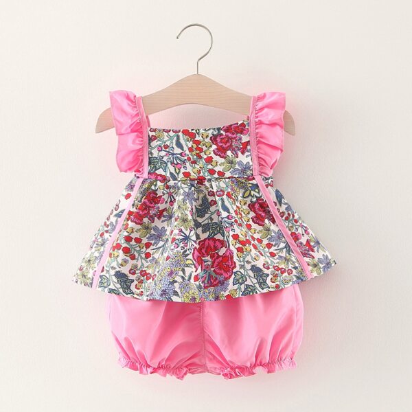 

Toddler Girls Ruffle Trim Floral Top & Shorts, Multicolor