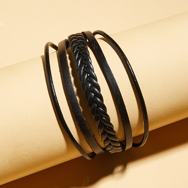 

1pc Men Braided Bracelet, Black