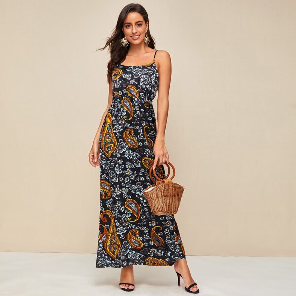 

Paisley & Floral Print Cami Dress, Multicolor