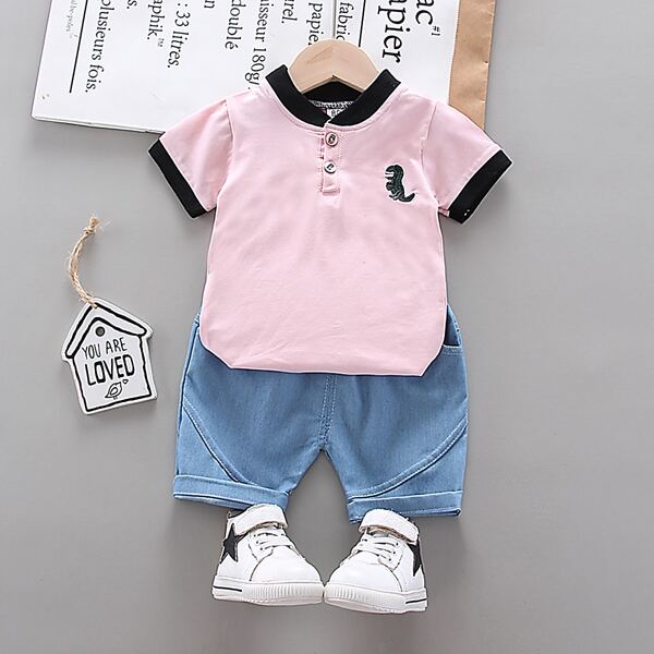 

Toddler Boys Dinosaur Patched Polo Shirt & Shorts, Multicolor
