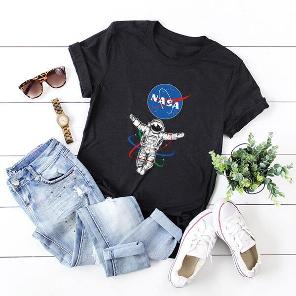 

Figure And Letter Graphic Tee, Black