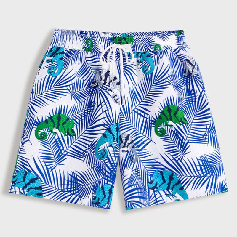 

Guys Drawstring Waist Animal and Tropical Print Shorts, Multicolor