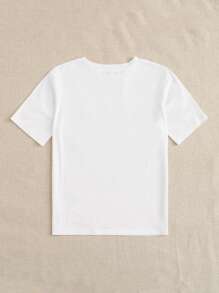 Camiseta con estampado de gato de dibujos animados - Blanco - Ver 2