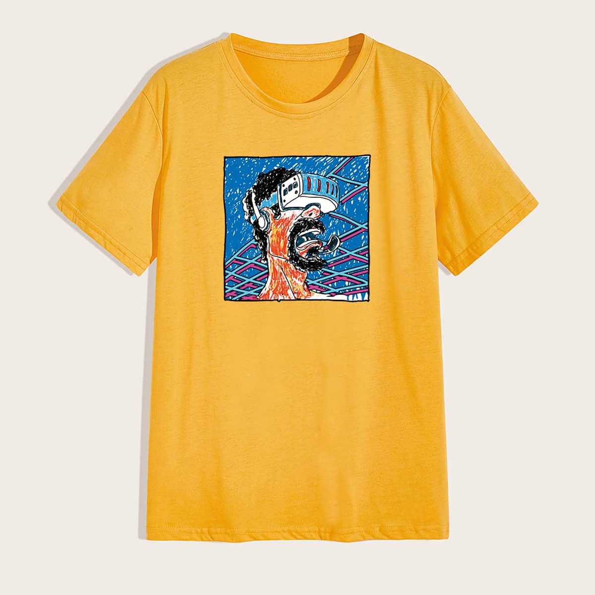 

Guys Cartoon Graphic Yellow Tee