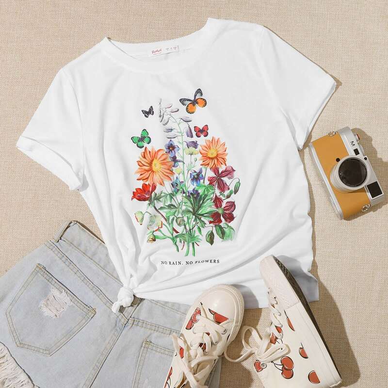

Flower Graphic White Tee
