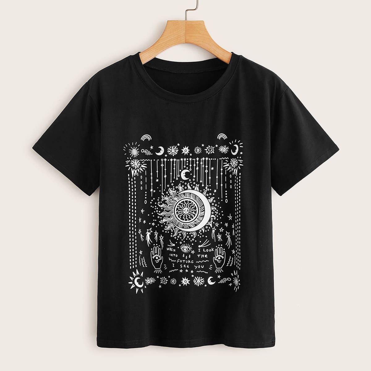 

Sun & Moon Graphic Black Tee