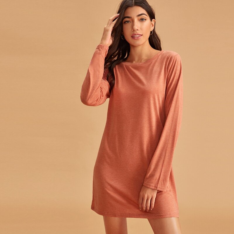 

Solid Basic Lounge Dress, Red