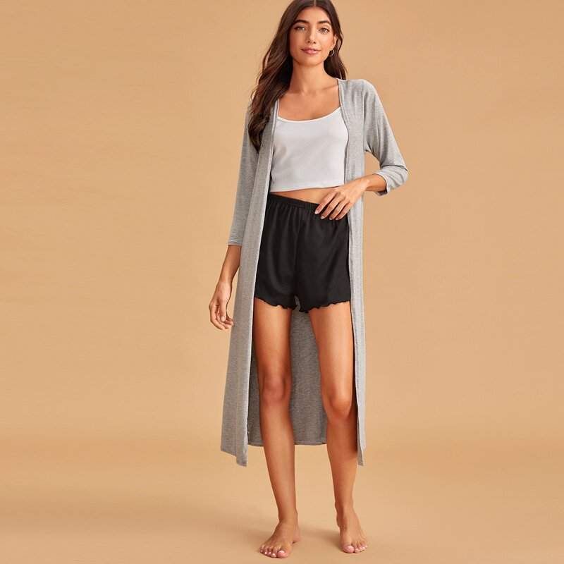 

Space Dye Open Front Robe, Grey