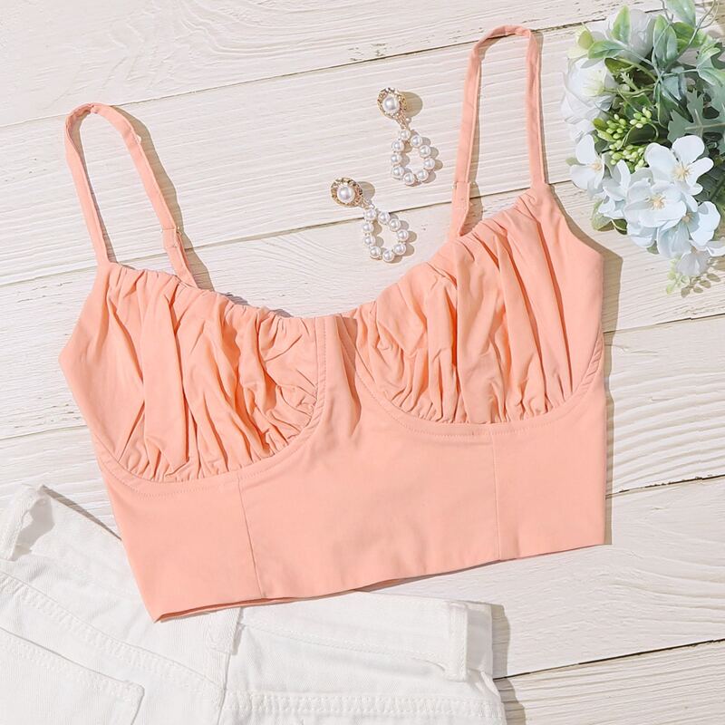 

Ruched Bust Crop Cami, Pink