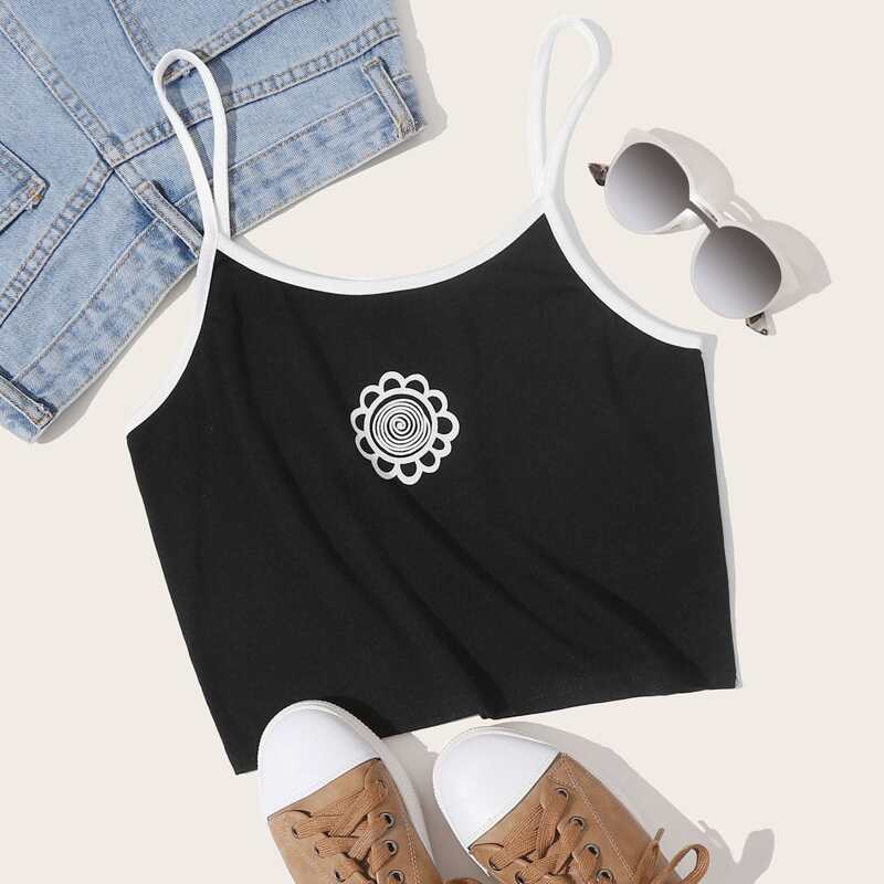 

Graphic Print Black Cami