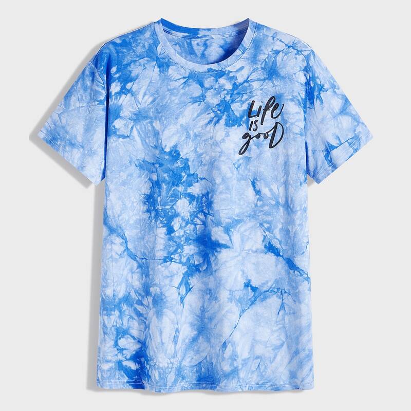 

Guys Tie Dye & Slogan Graphic Tee, Blue