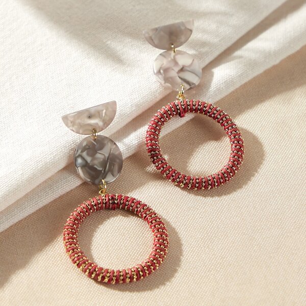 

1pair Geometric Design Drop Earrings, Multicolor