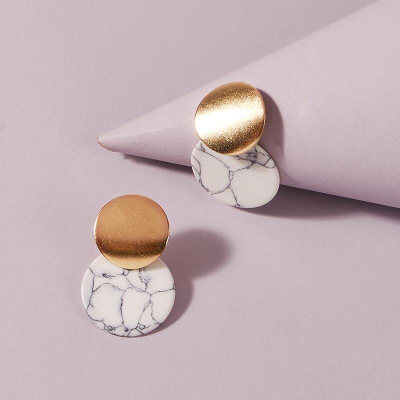 

1pair Marble Pattern Earrings, Multicolor