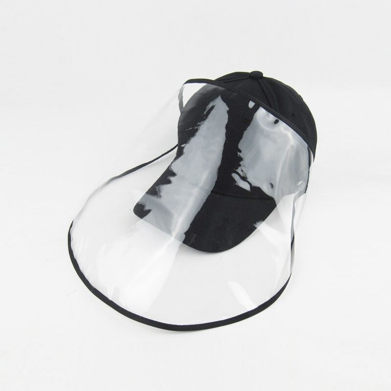 

Guys Solid Baseball Cap With Detachable Face Shield, Black