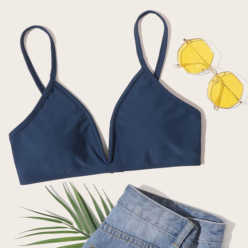 

V-wired Bikini Top, Navy blue