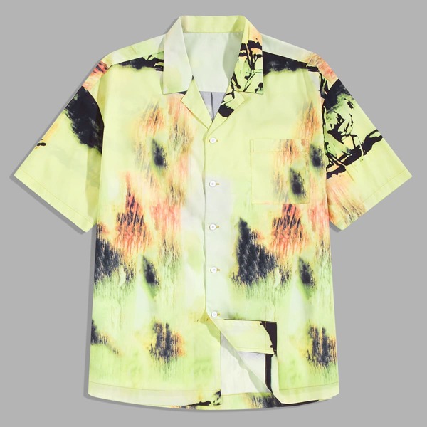 

Men Tie Dye Button Through Shirt, Yellow