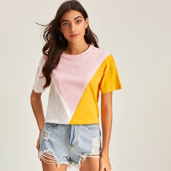 

Short Sleeve Colorblock Tee, Multicolor